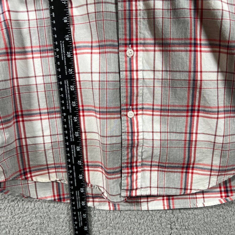 J Crew Shirt Mens Medium Red Gray Plaid Classic Casual Preppy‎ Button Down Adult - Picture 6 of 12